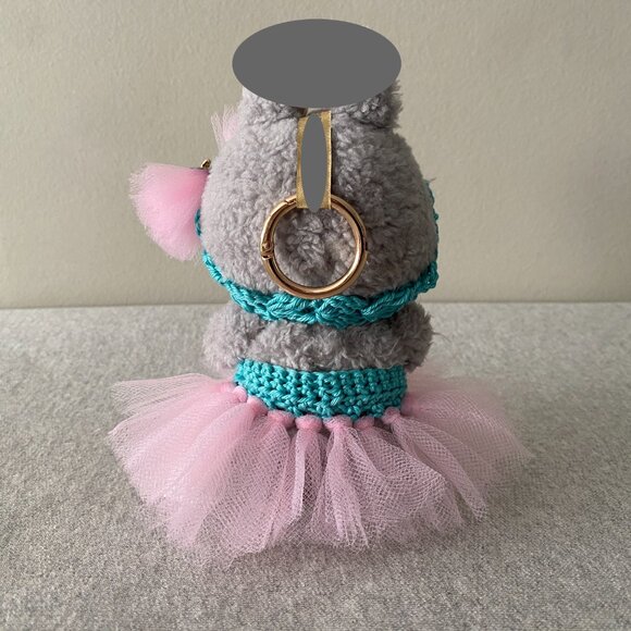 Handmade Crochet Blue Pink Sweetheart Neckline Tutu for 17cm Doll 2-Piece Set - Picture 3 of 6